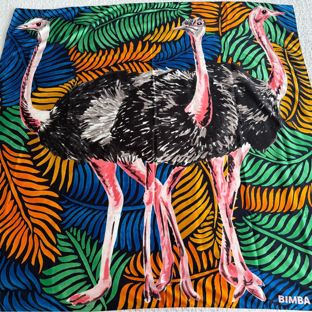 Bimba y Lola Colorful Ostrich Print Scarf